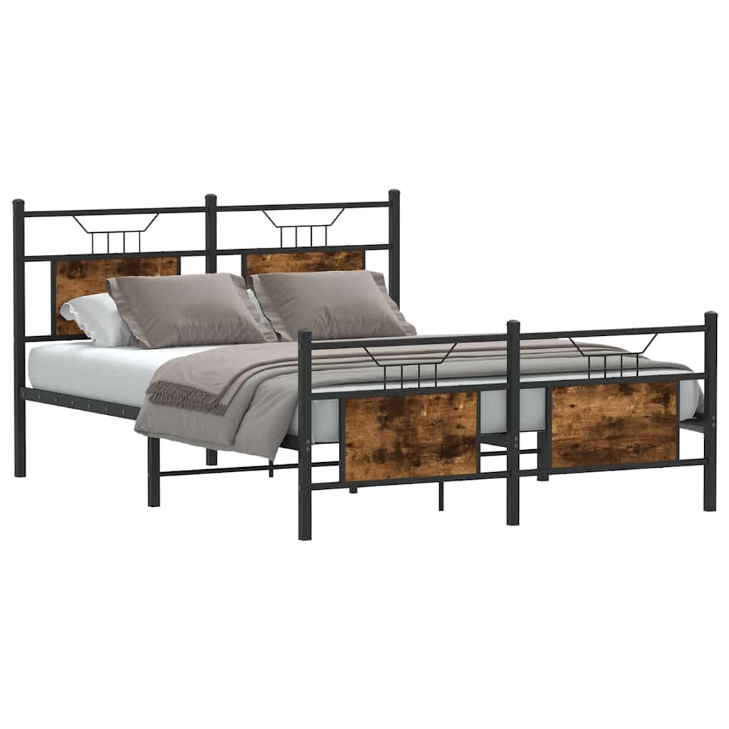 Cadre de lit sans matelas chêne fumé 137x190 cm bois ingénierie