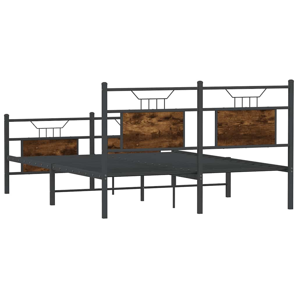 Cadre de lit sans matelas chêne fumé 137x190 cm bois ingénierie