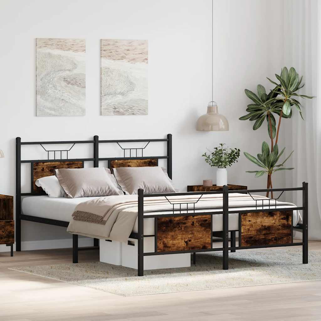 Cadre de lit sans matelas chêne fumé 140x200 cm bois ingénierie