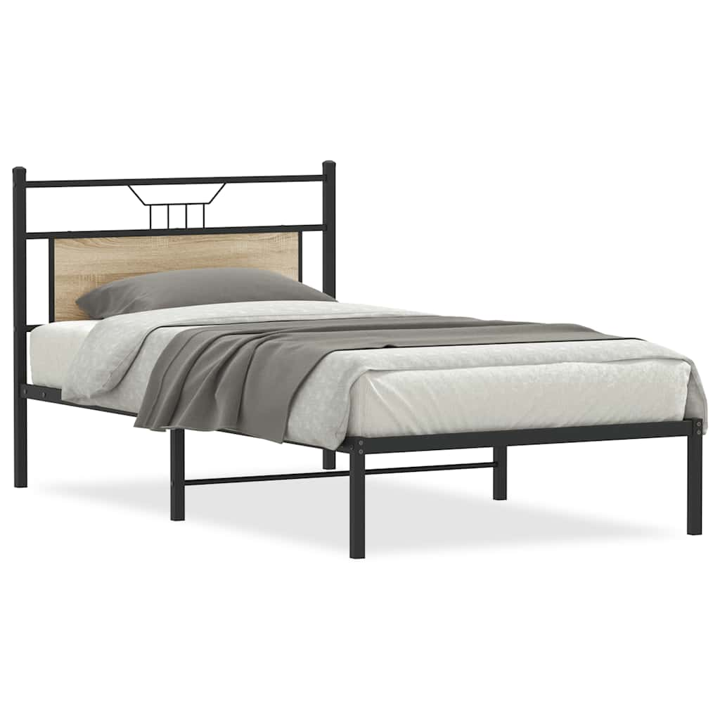 Bed frame without mattress sonoma oak 107x203 cm