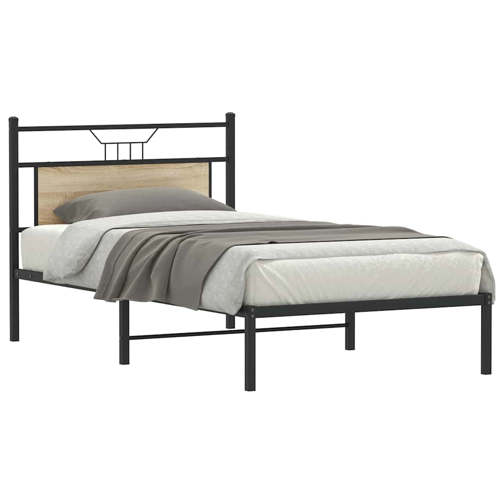 Bed frame without mattress sonoma oak 107x203 cm