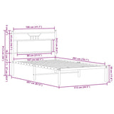 Bed frame without mattress sonoma oak 107x203 cm