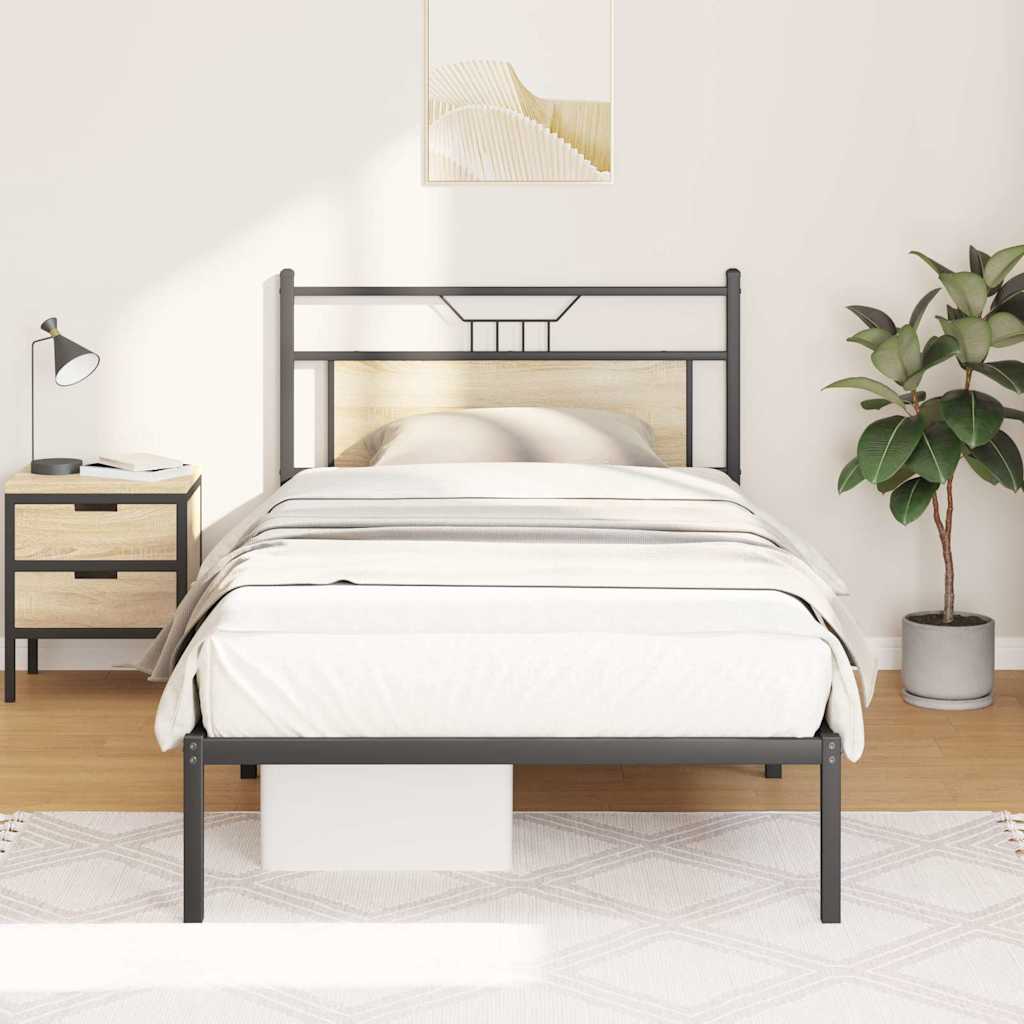 Bed frame without mattress sonoma oak 107x203 cm