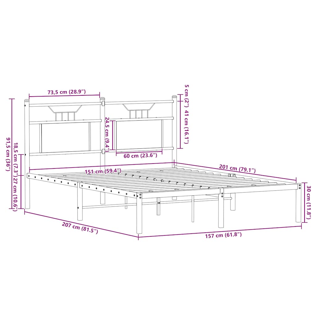 Cadre de lit sans matelas chêne sonoma 150x200 cm