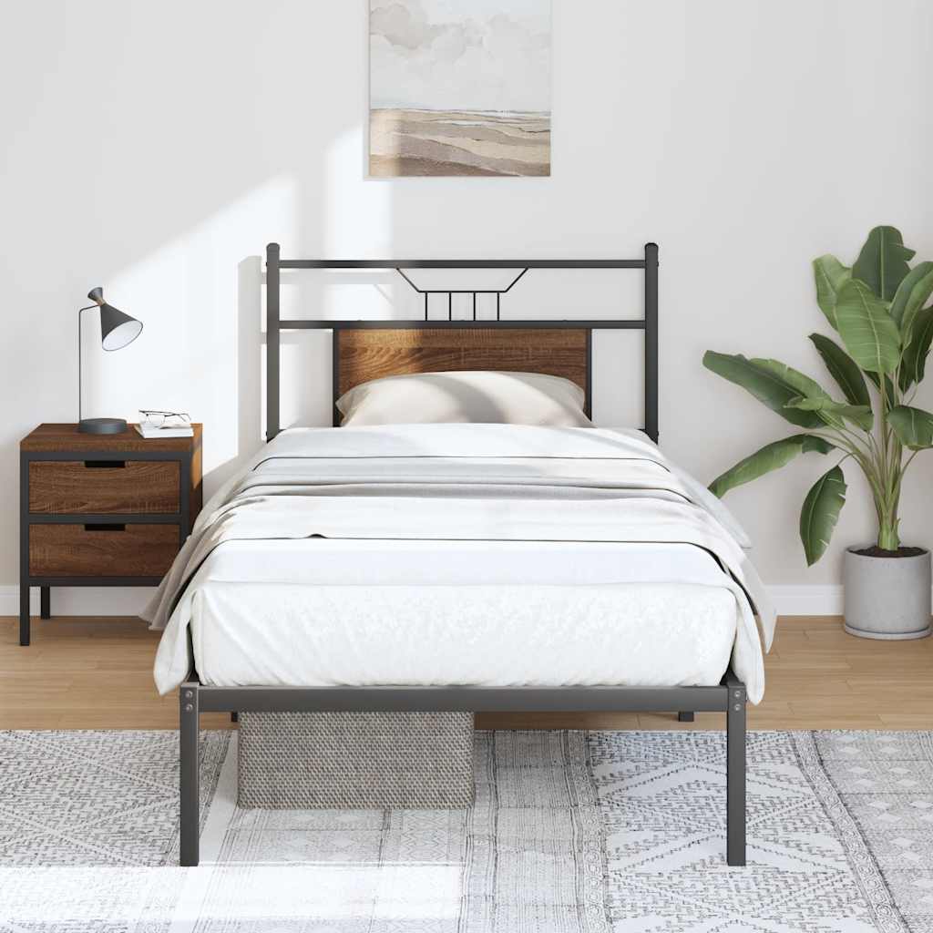 Cadre de lit sans matelas chêne marron 75x190cm bois ingénierie