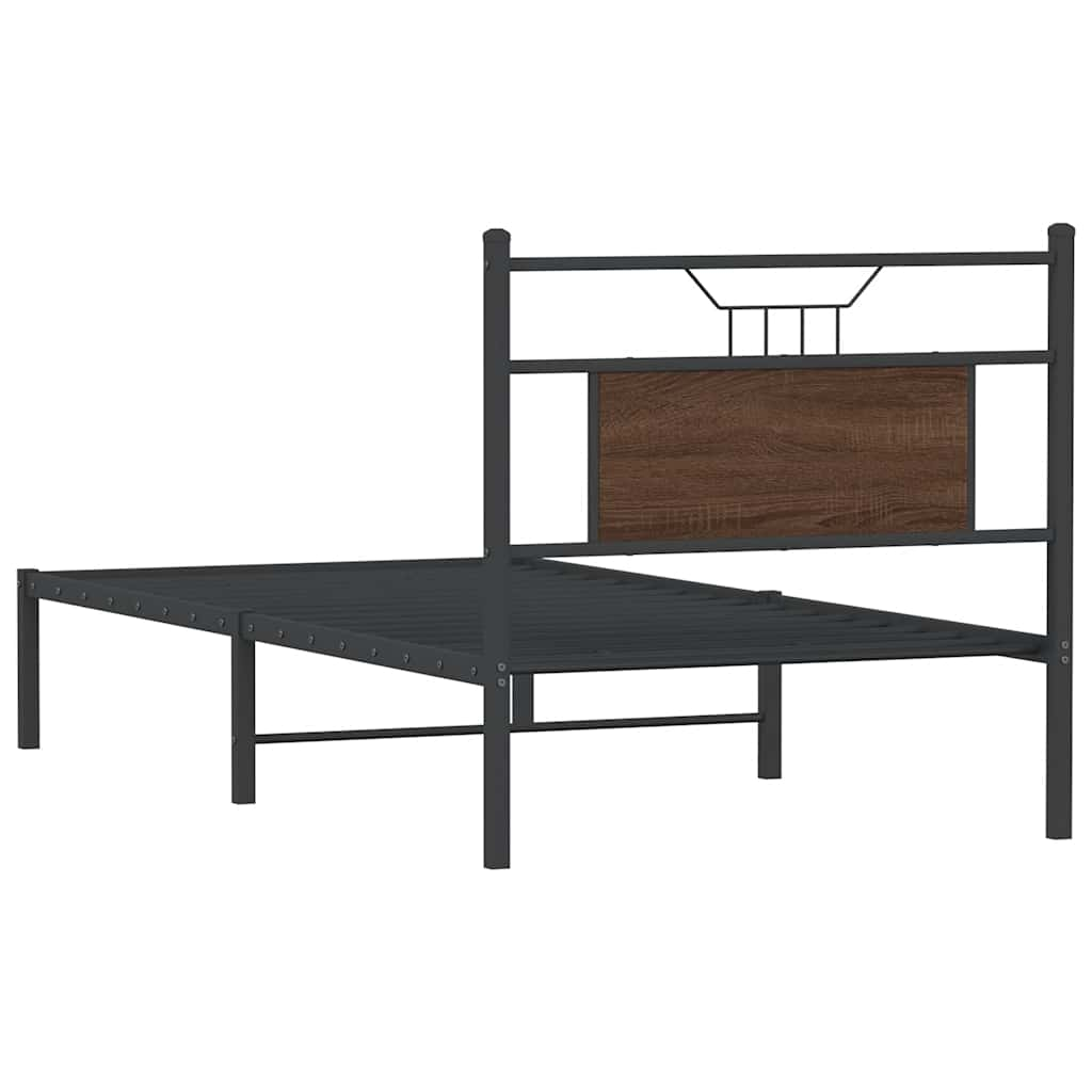 Cadre de lit sans matelas chêne marron 75x190cm bois ingénierie