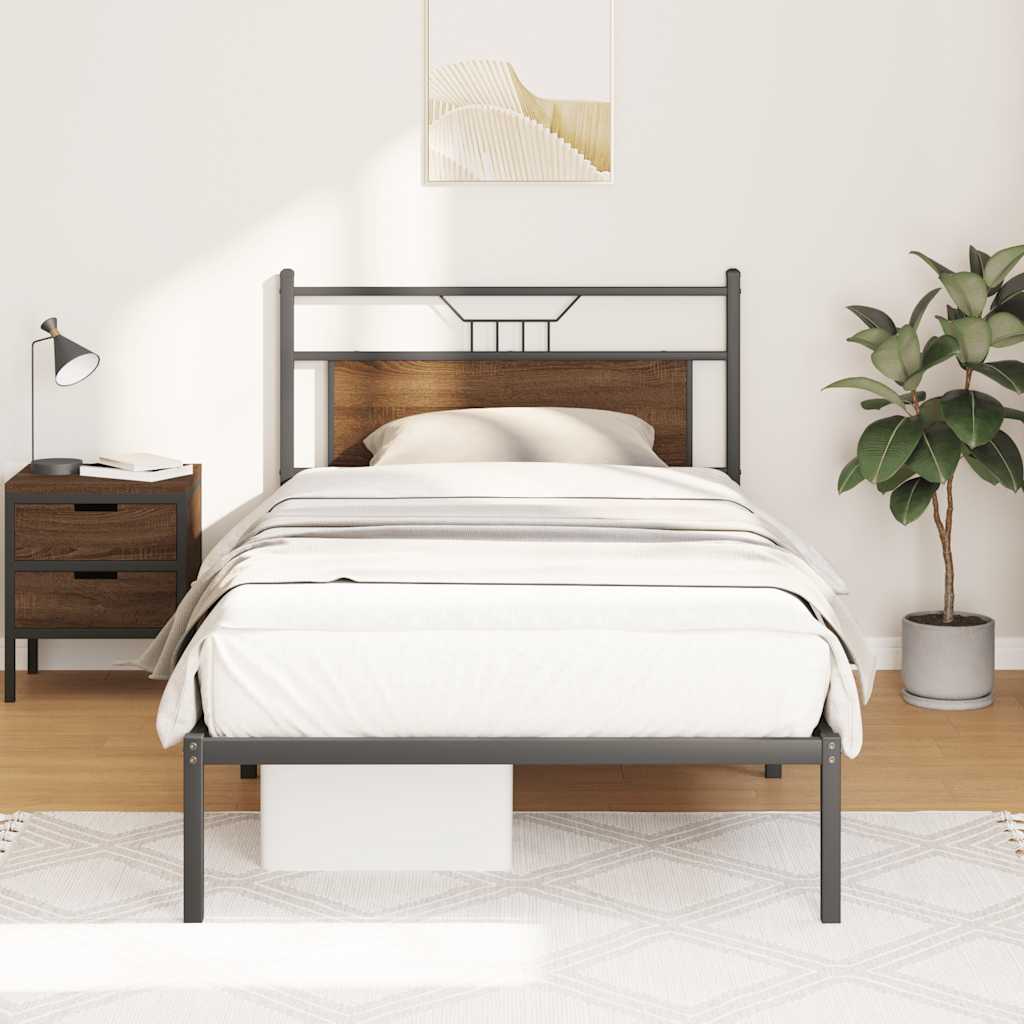 Cadre de lit sans matelas chêne marron 107x203 cm