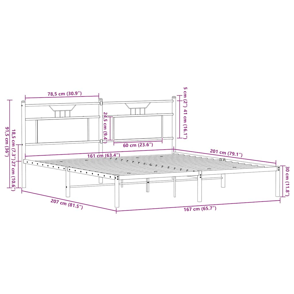 Cadre de lit sans matelas chêne marron 160x200 cm