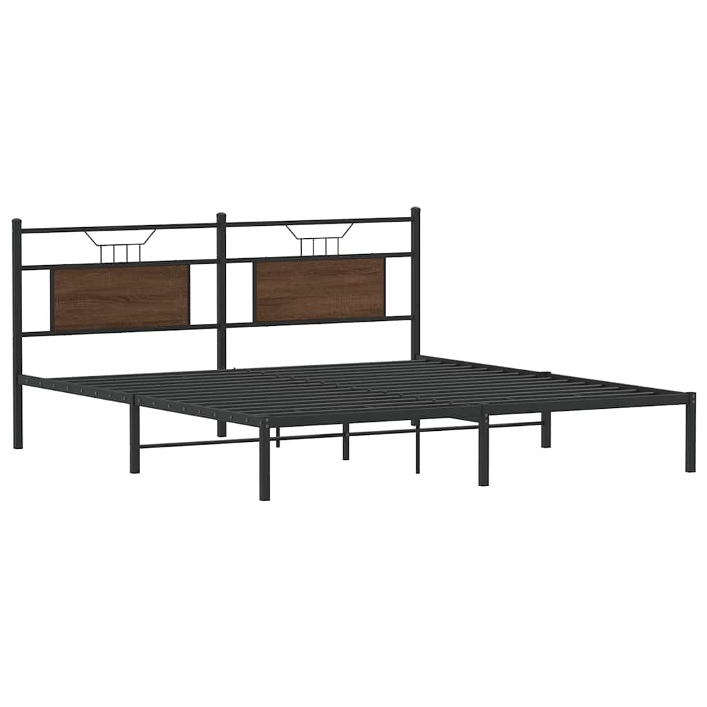 Bed frame without mattress brown oak 183x203 cm