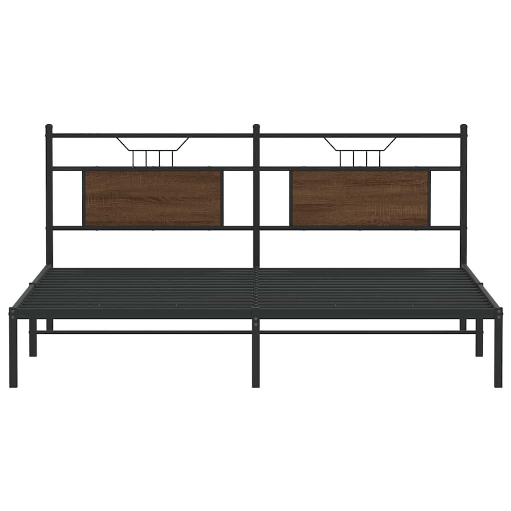 Bed frame without mattress brown oak 183x203 cm