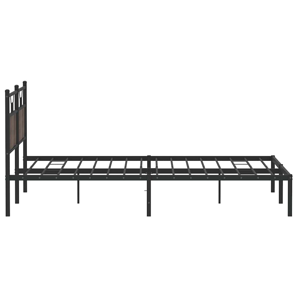 Bed frame without mattress brown oak 183x203 cm