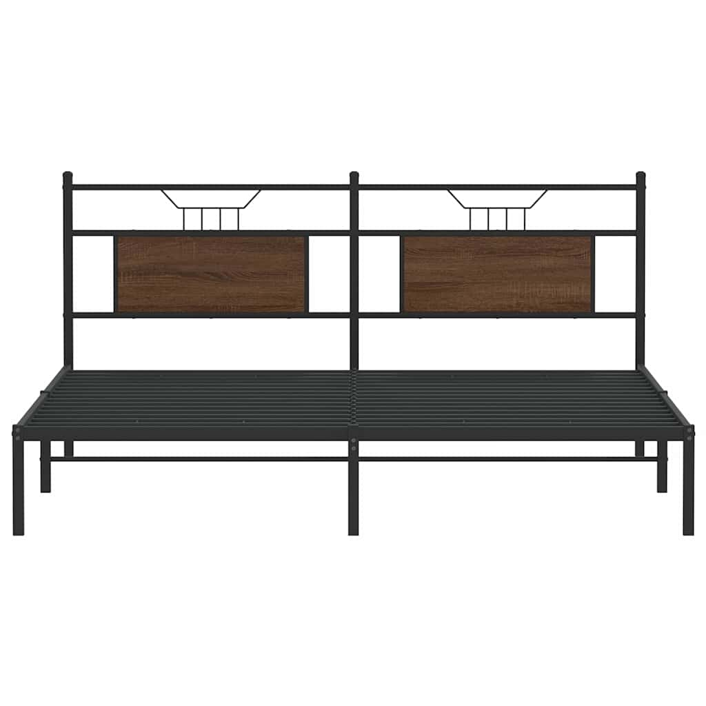 Bed frame without mattress brown oak 183x213 cm