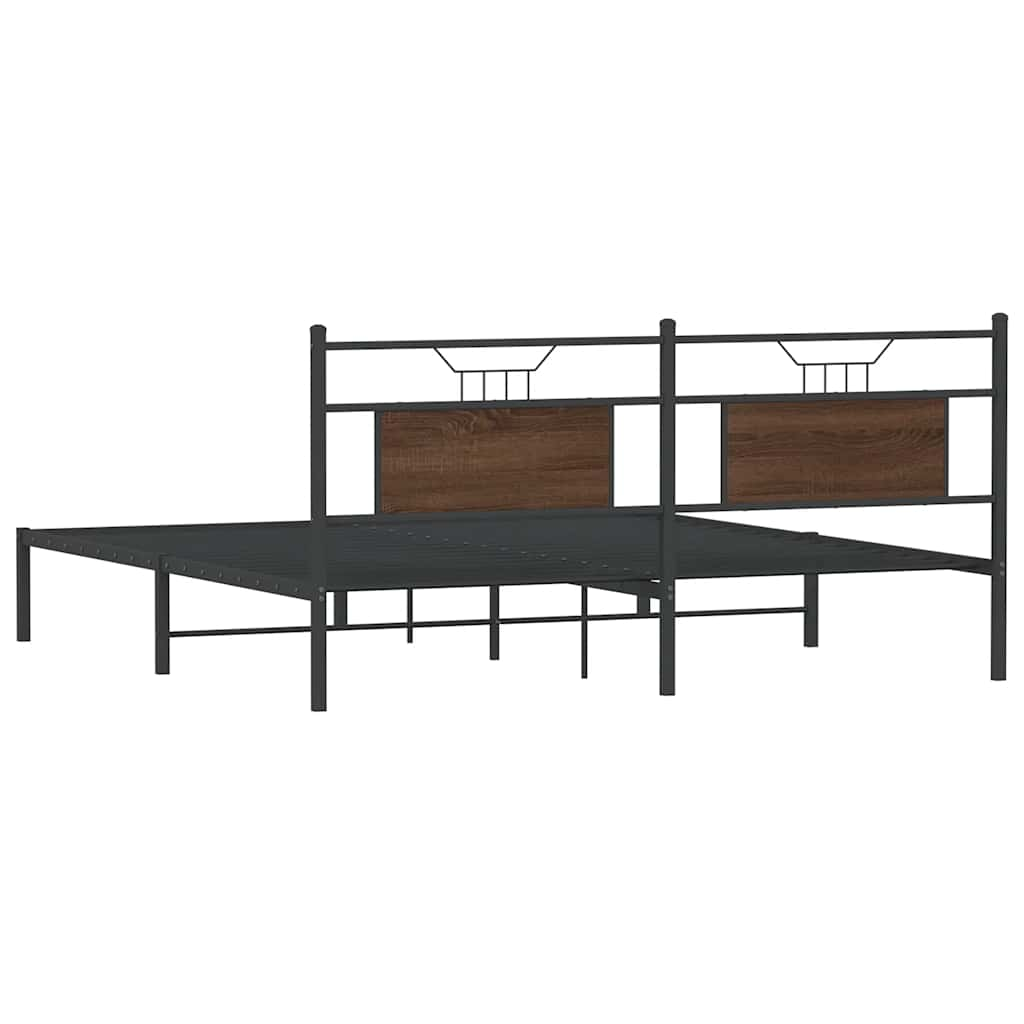 Bed frame without mattress brown oak 183x213 cm