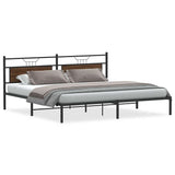 Bed frame without mattress brown oak 193x203 cm