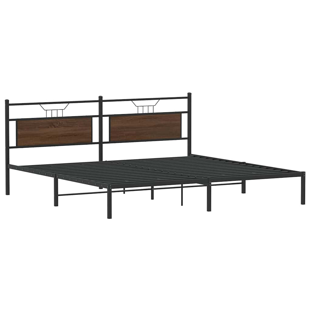 Bed frame without mattress brown oak 193x203 cm