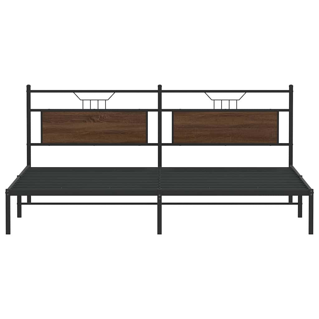 Bed frame without mattress brown oak 193x203 cm