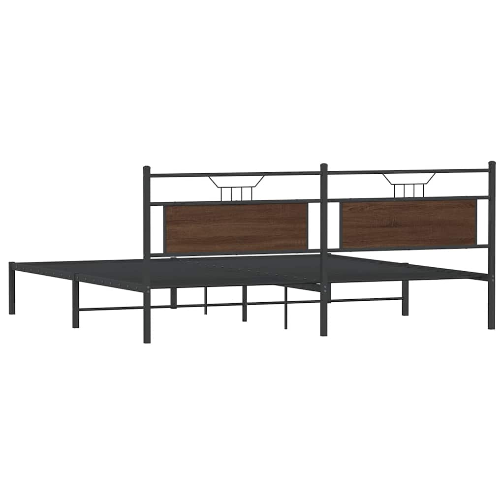 Bed frame without mattress brown oak 193x203 cm