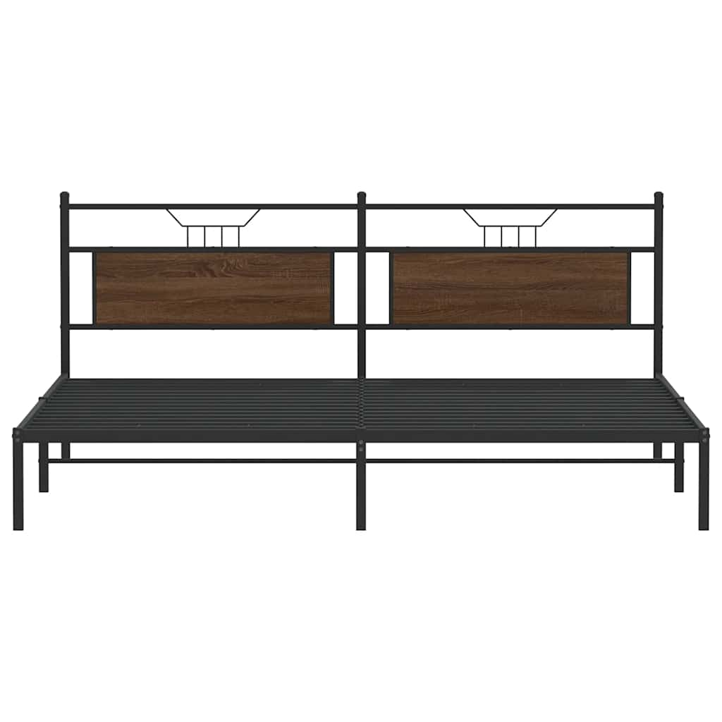 Bed frame without mattress brown oak 200x200 cm