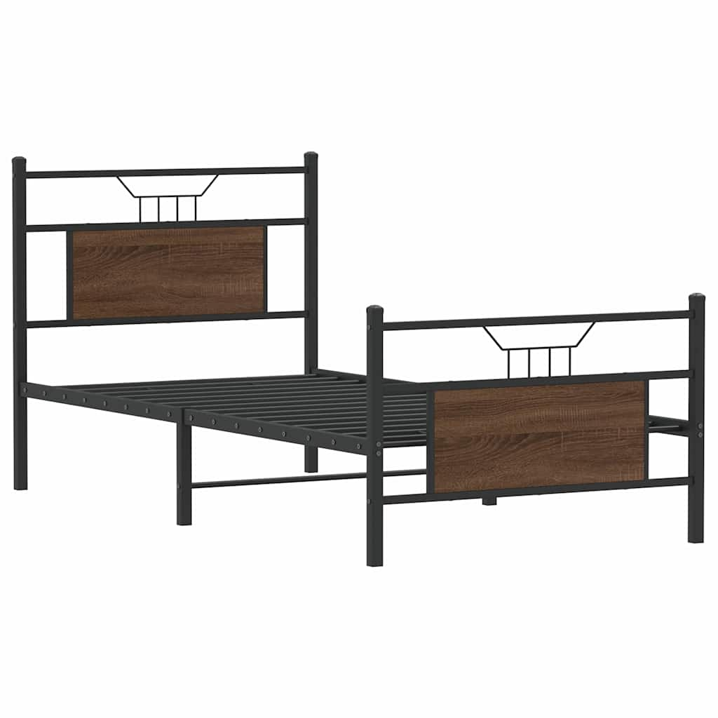 Cadre de lit sans matelas chêne marron 75x190cm bois ingénierie