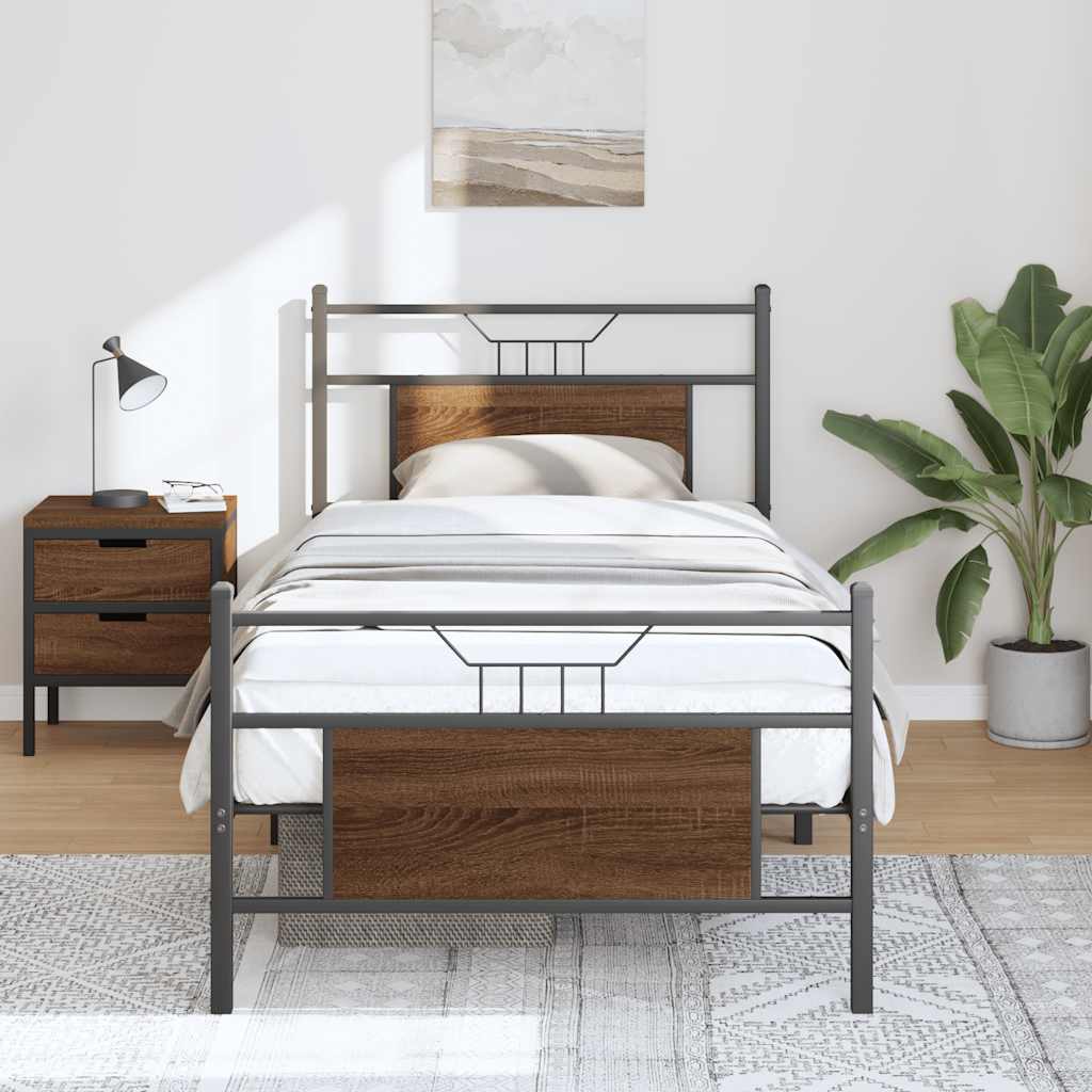 Cadre de lit sans matelas chêne marron 75x190cm bois ingénierie