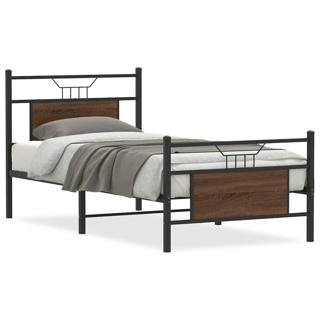 Cadre de lit sans matelas chêne marron 90x190cm bois ingénierie