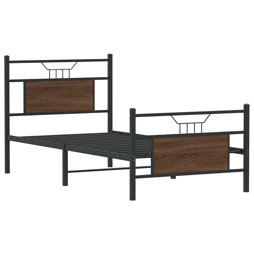 Cadre de lit sans matelas chêne marron 90x190cm bois ingénierie