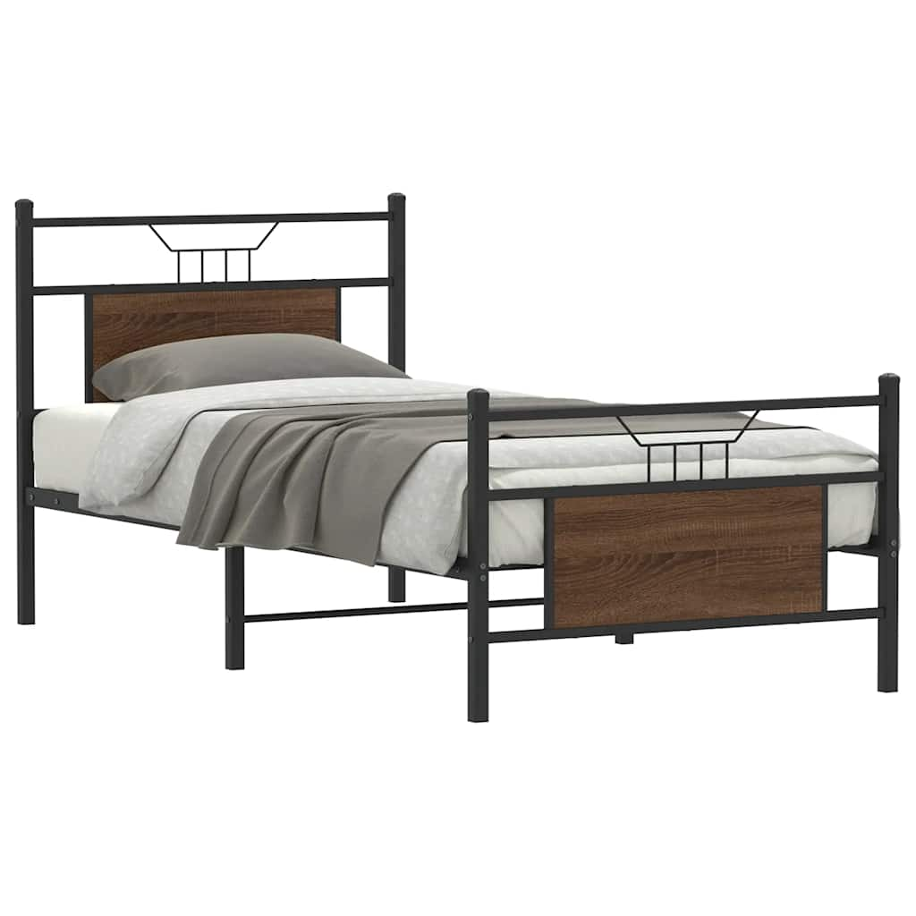 Cadre de lit sans matelas chêne marron 90x200cm bois ingénierie