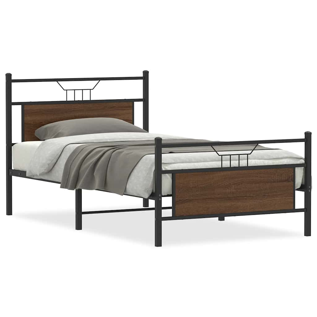 Cadre de lit sans matelas chêne marron 100x190 cm