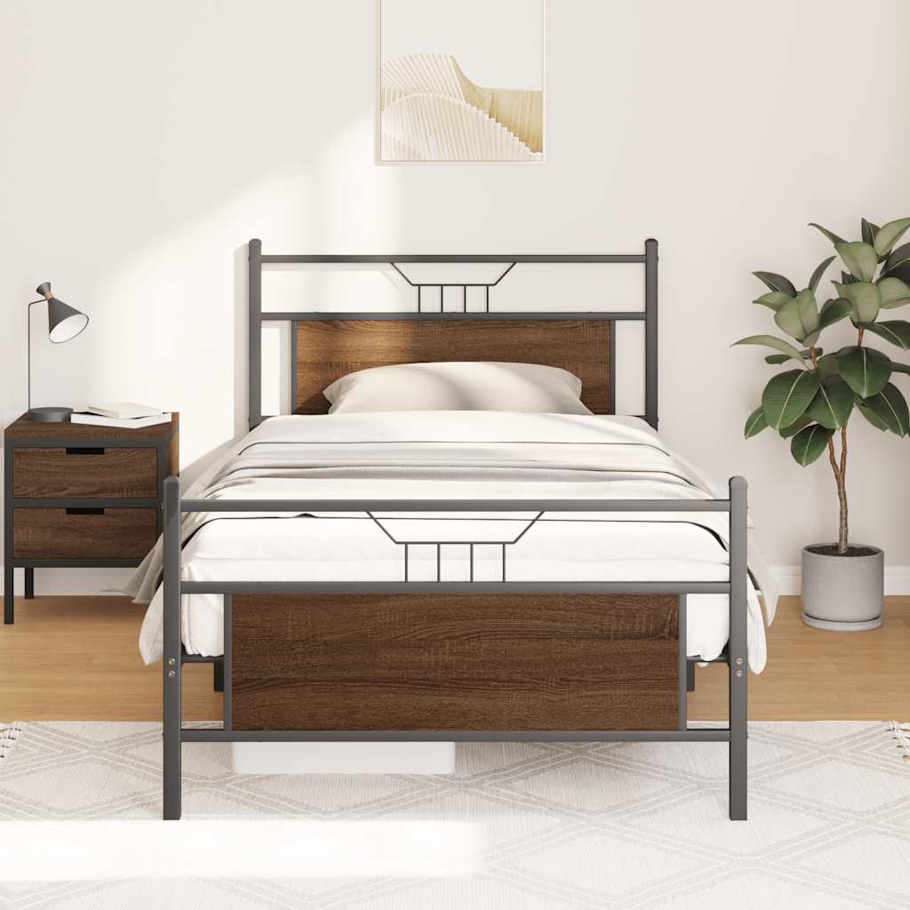 Cadre de lit sans matelas chêne marron 100x190 cm