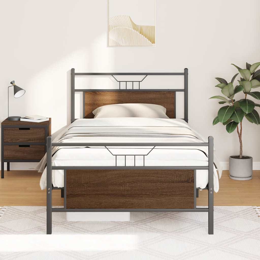 Cadre de lit sans matelas chêne marron 100x200 cm