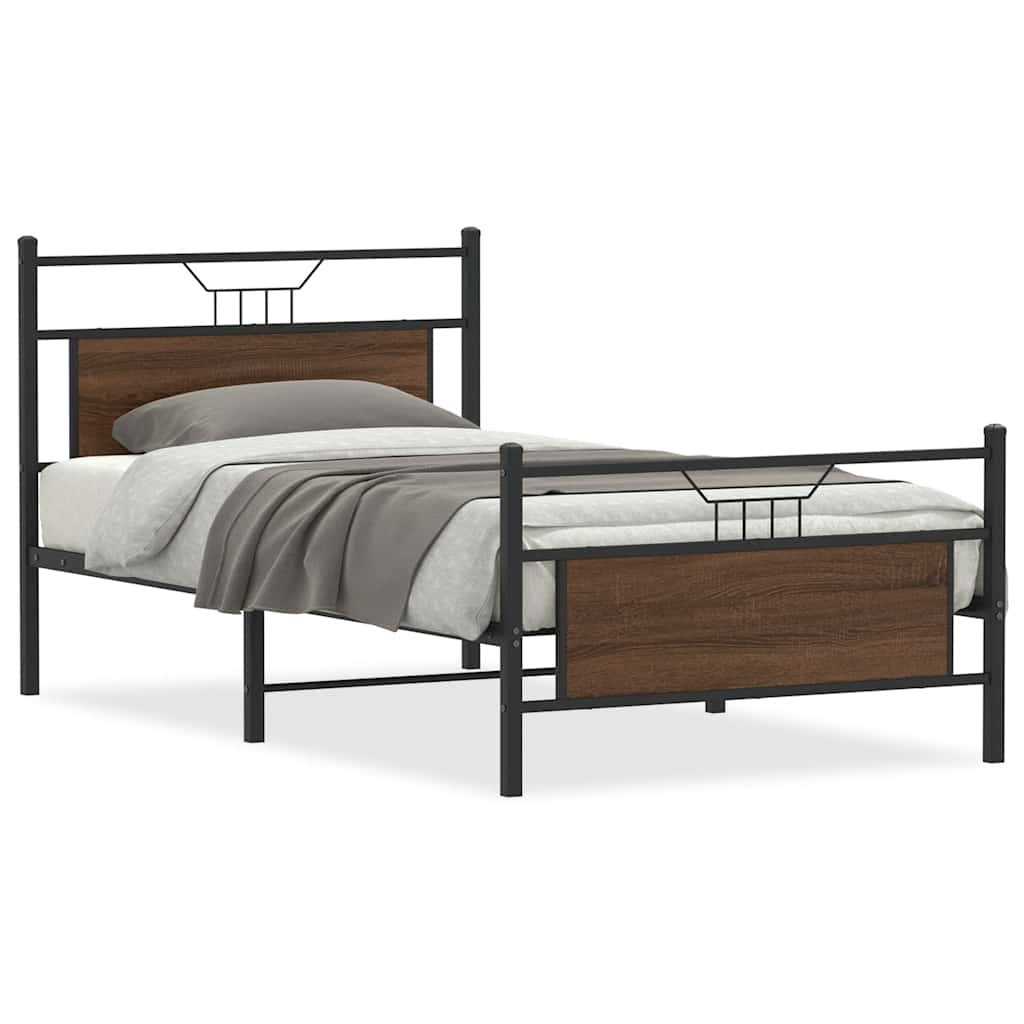 Cadre de lit sans matelas chêne marron 107x203 cm