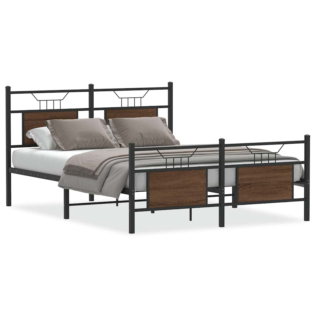 Cadre de lit sans matelas chêne marron 137x190 cm