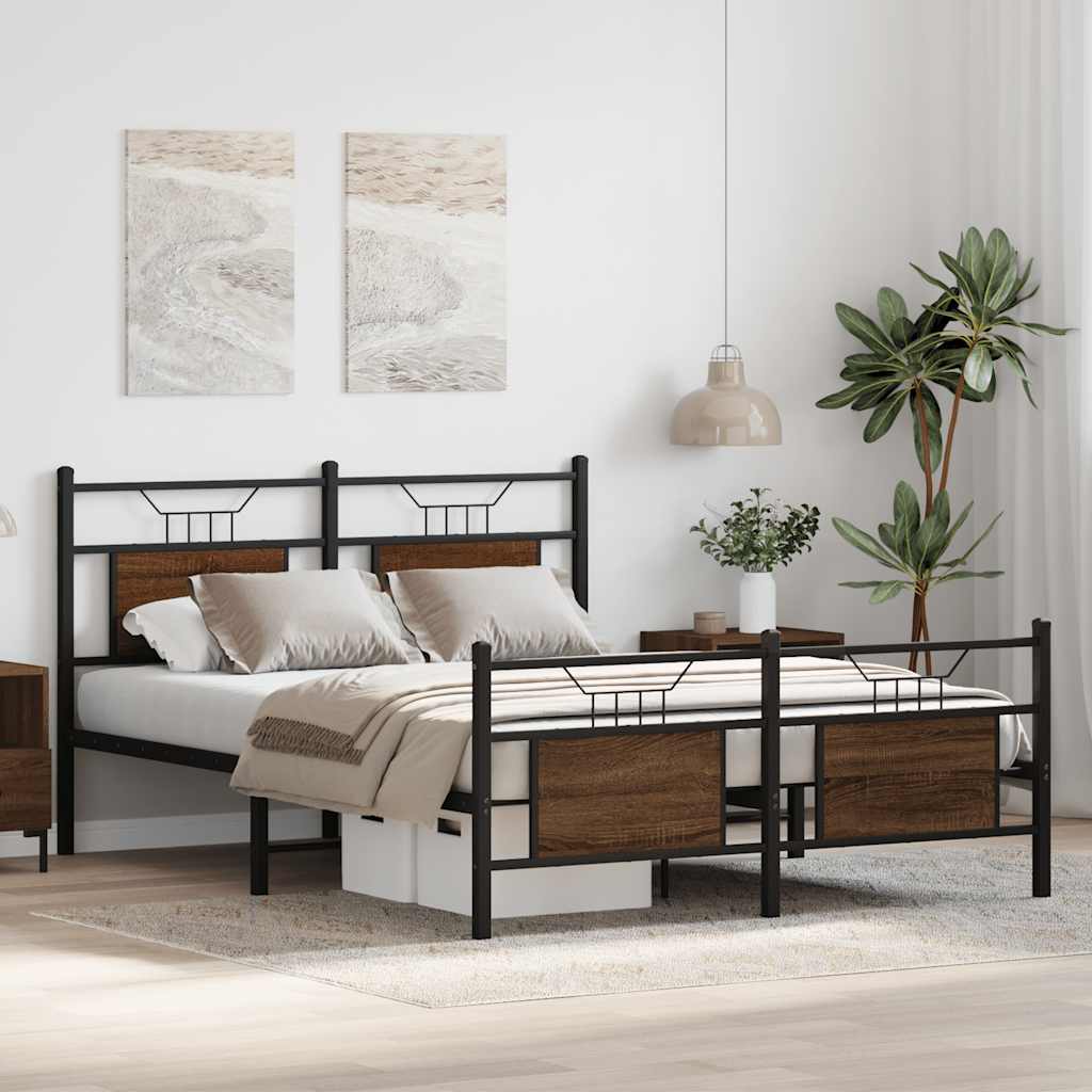 Cadre de lit sans matelas chêne marron 137x190 cm