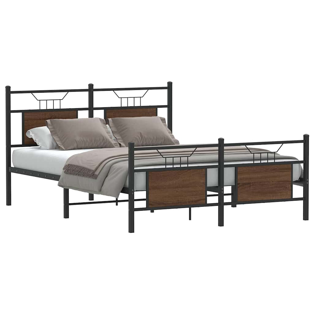 Cadre de lit sans matelas chêne marron 137x190 cm