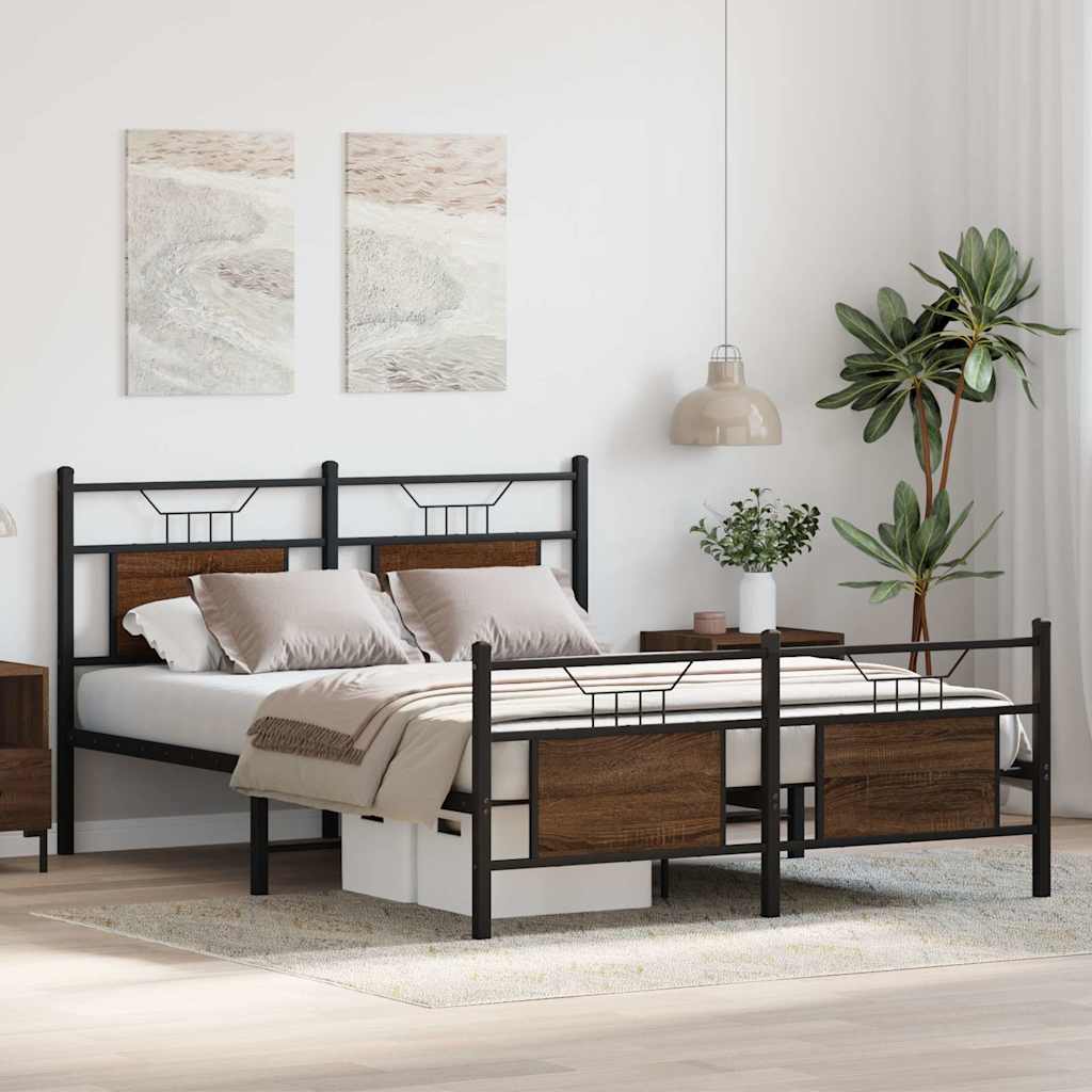 Cadre de lit sans matelas chêne marron 140x190 cm