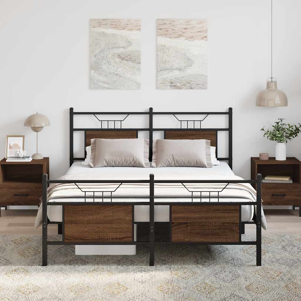 Cadre de lit sans matelas chêne marron 150x200 cm