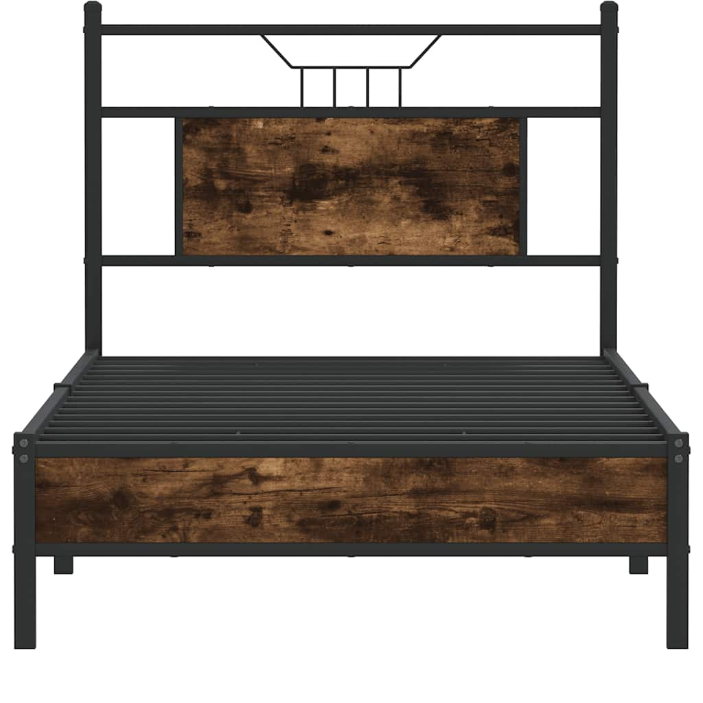 Cadre de lit sans matelas chêne fumé 75x190cm bois d'ingénierie