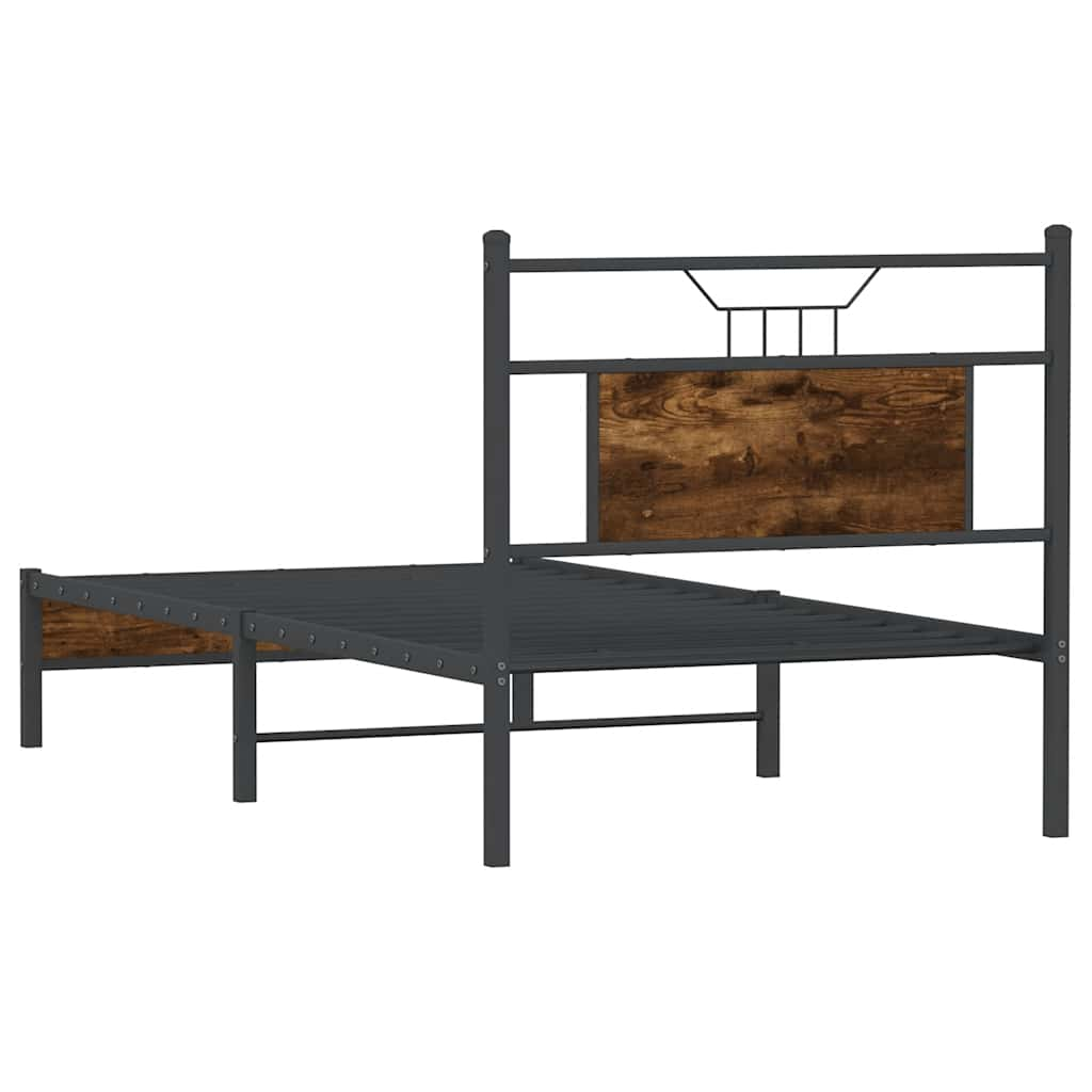 Cadre de lit sans matelas chêne fumé 75x190cm bois d'ingénierie