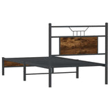 Cadre de lit sans matelas chêne fumé 75x190cm bois d'ingénierie