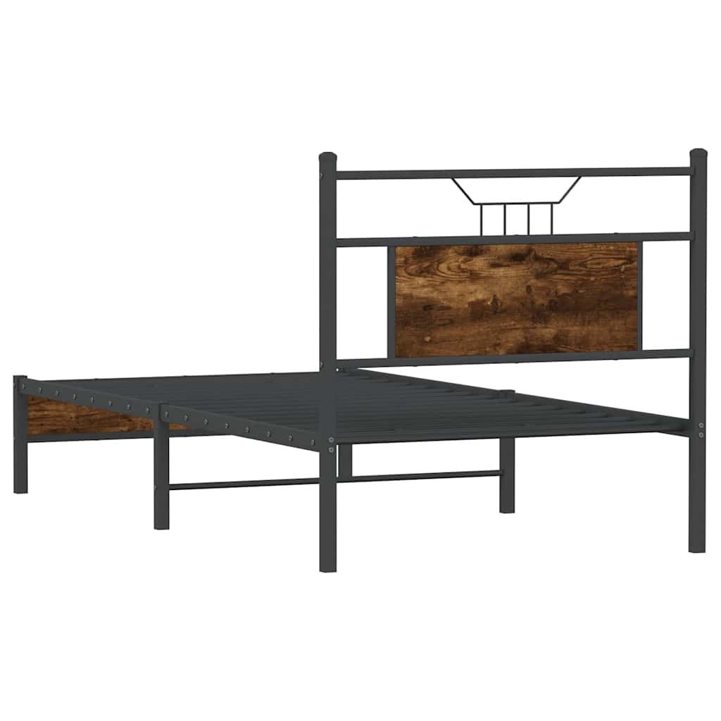 Cadre de lit sans matelas chêne fumé 80x200cm bois d'ingénierie