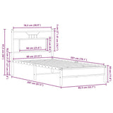 Cadre de lit sans matelas chêne fumé 80x200cm bois d'ingénierie