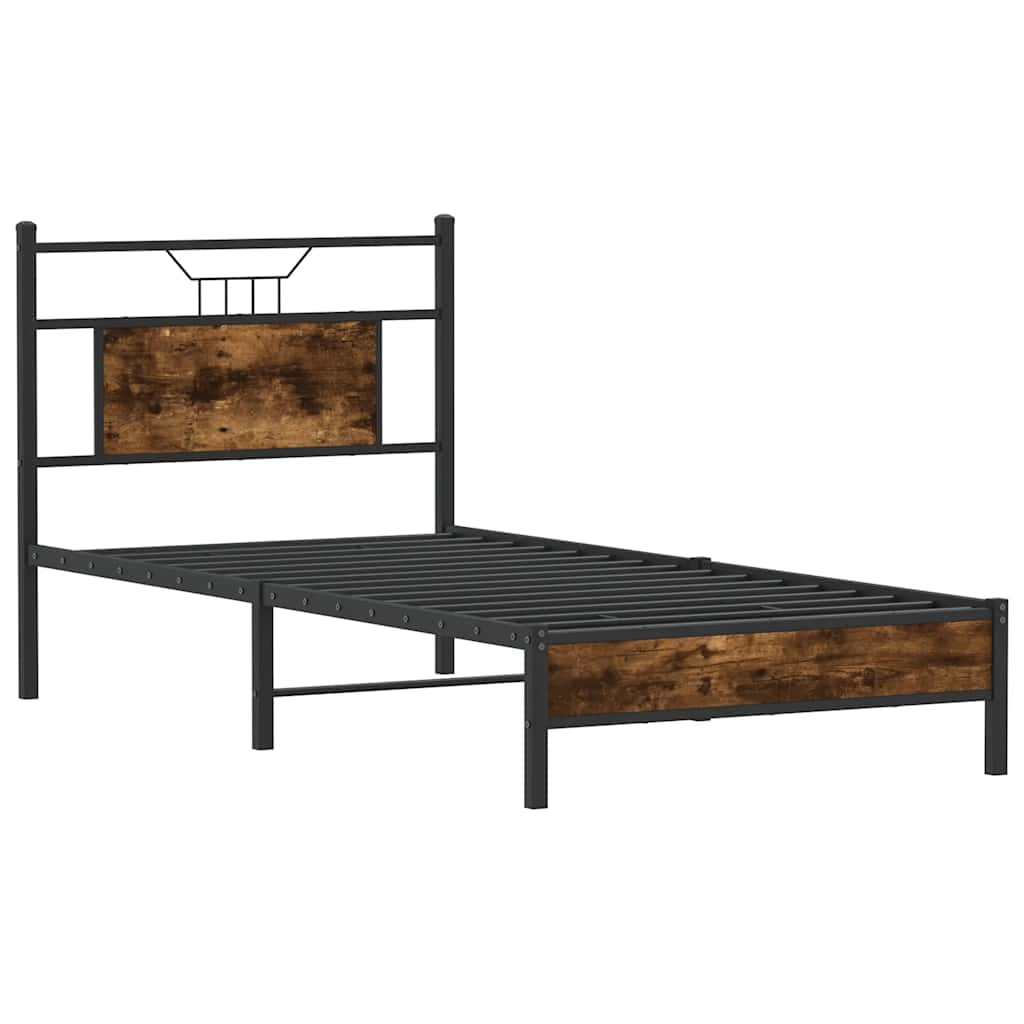 Cadre de lit sans matelas chêne fumé 90x190cm bois d'ingénierie