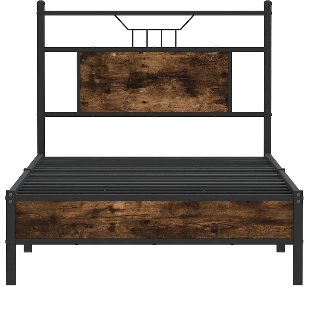 Cadre de lit sans matelas chêne fumé 90x190cm bois d'ingénierie