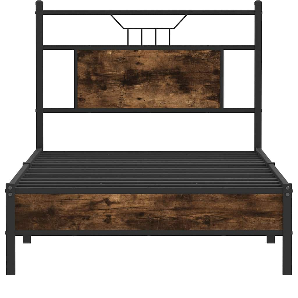 Cadre de lit sans matelas chêne fumé 90x200cm bois d'ingénierie