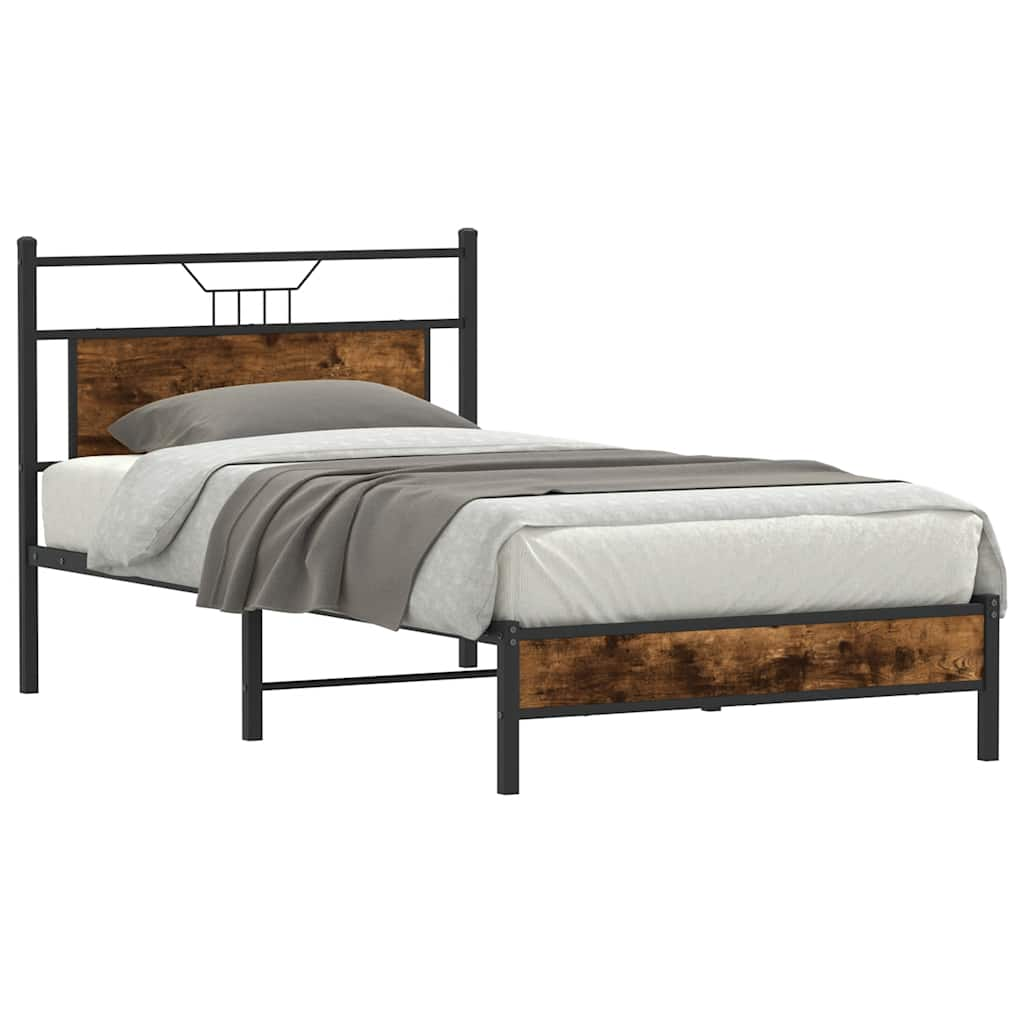 Cadre de lit sans matelas chêne fumé 100x200 cm bois ingénierie