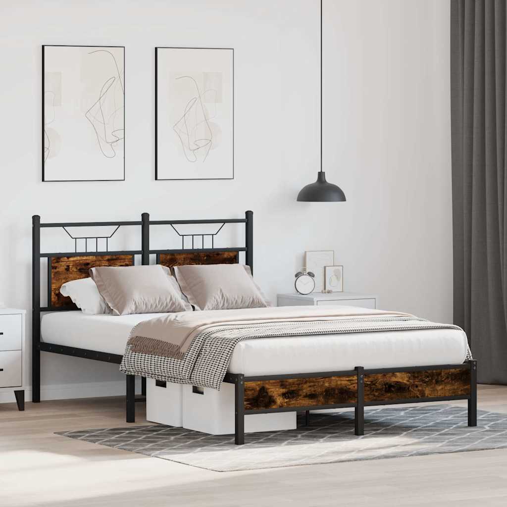 Cadre de lit sans matelas chêne fumé 120x190 cm bois ingénierie