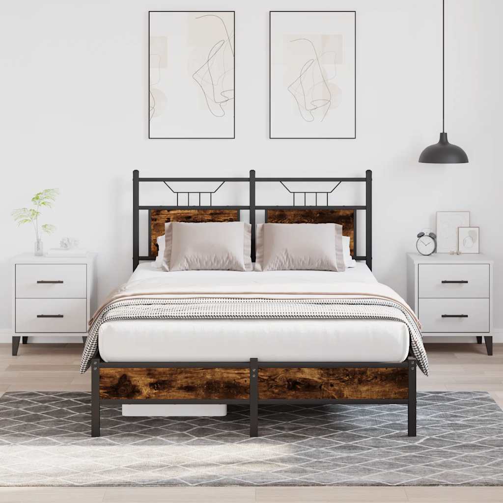 Cadre de lit sans matelas chêne fumé 120x200 cm bois ingénierie