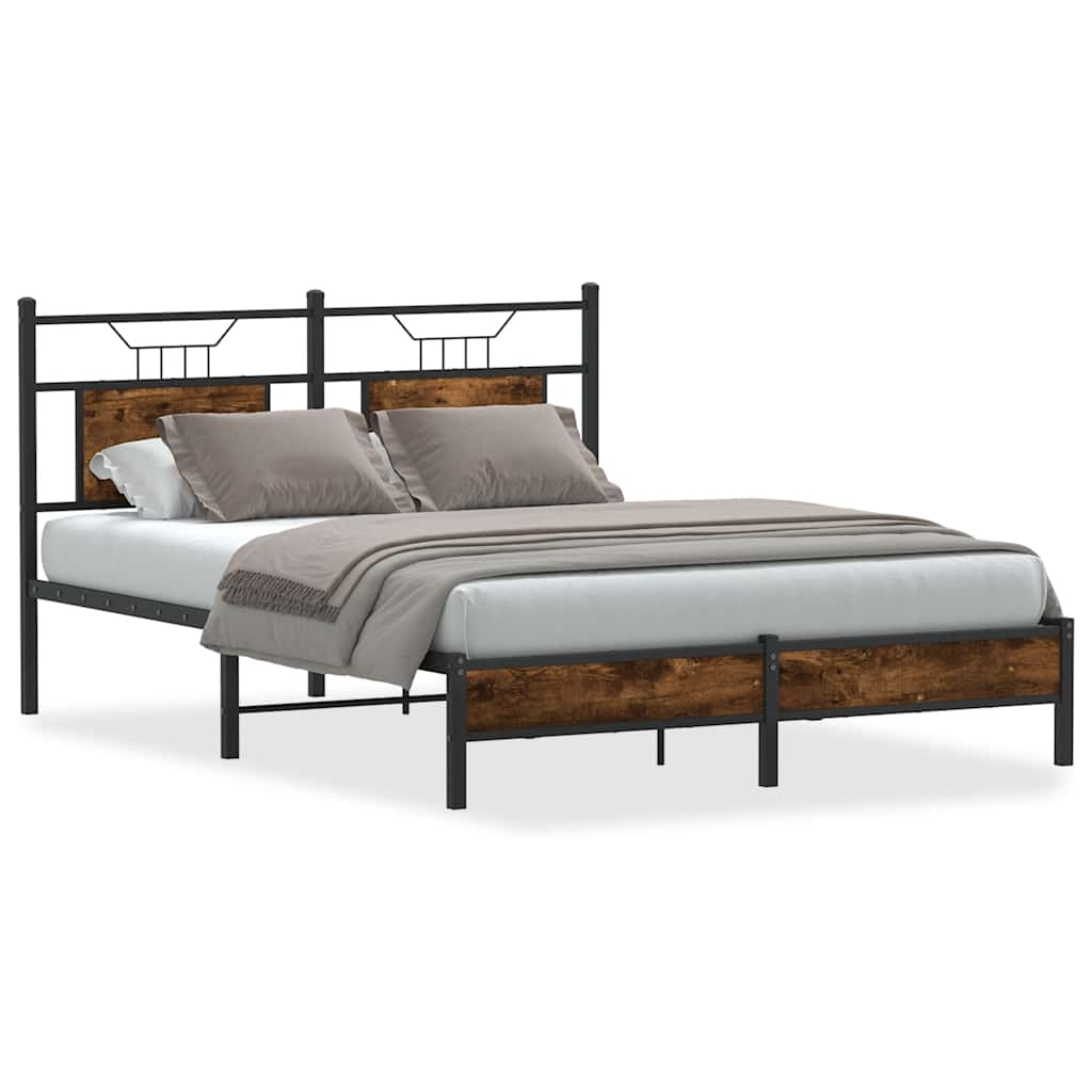 Cadre de lit sans matelas chêne fumé 137x190 cm bois ingénierie