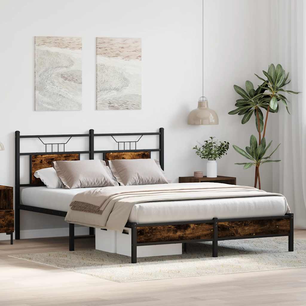 Cadre de lit sans matelas chêne fumé 137x190 cm bois ingénierie