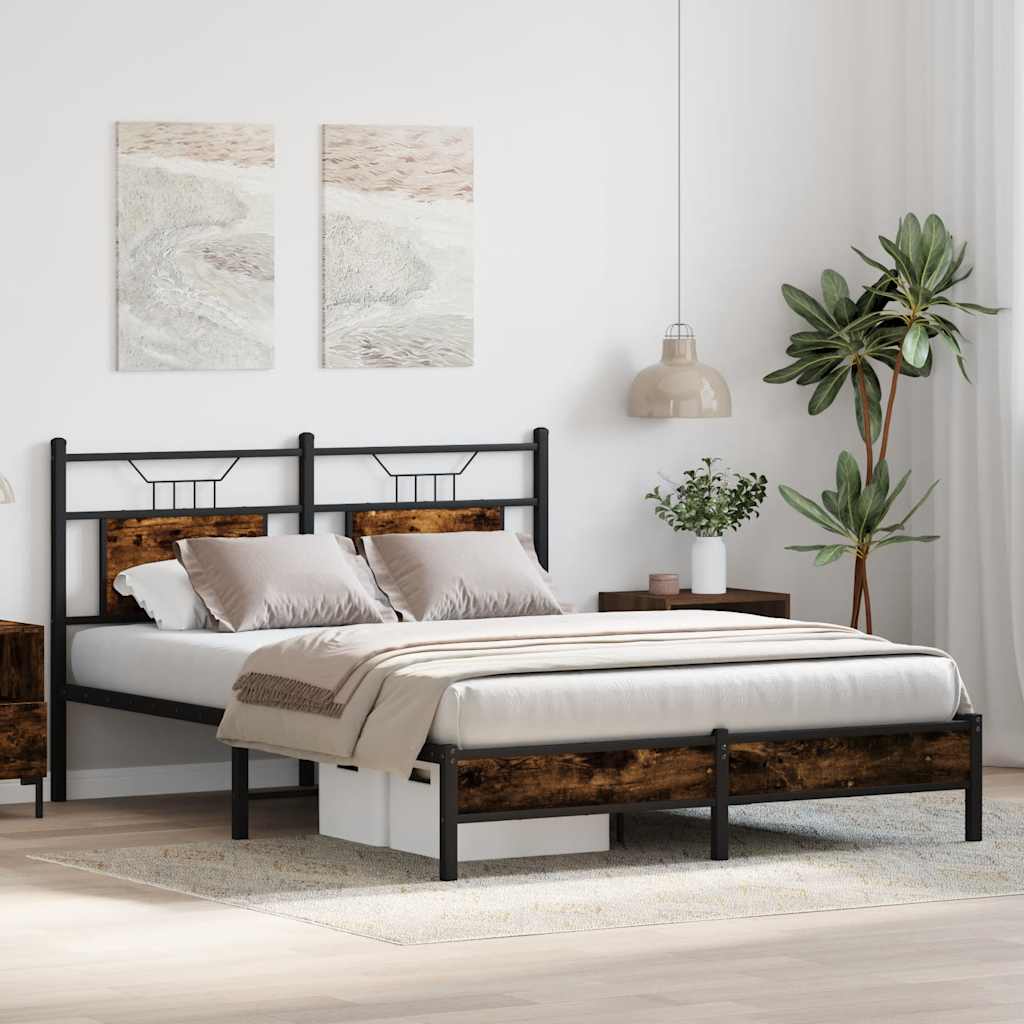 Cadre de lit sans matelas chêne fumé 140x200 cm bois ingénierie